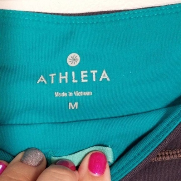 Athleta Cropped Workout Athletic Yoga Legging Size Medium Hidden Pocket Gray - Picture 3 of 5